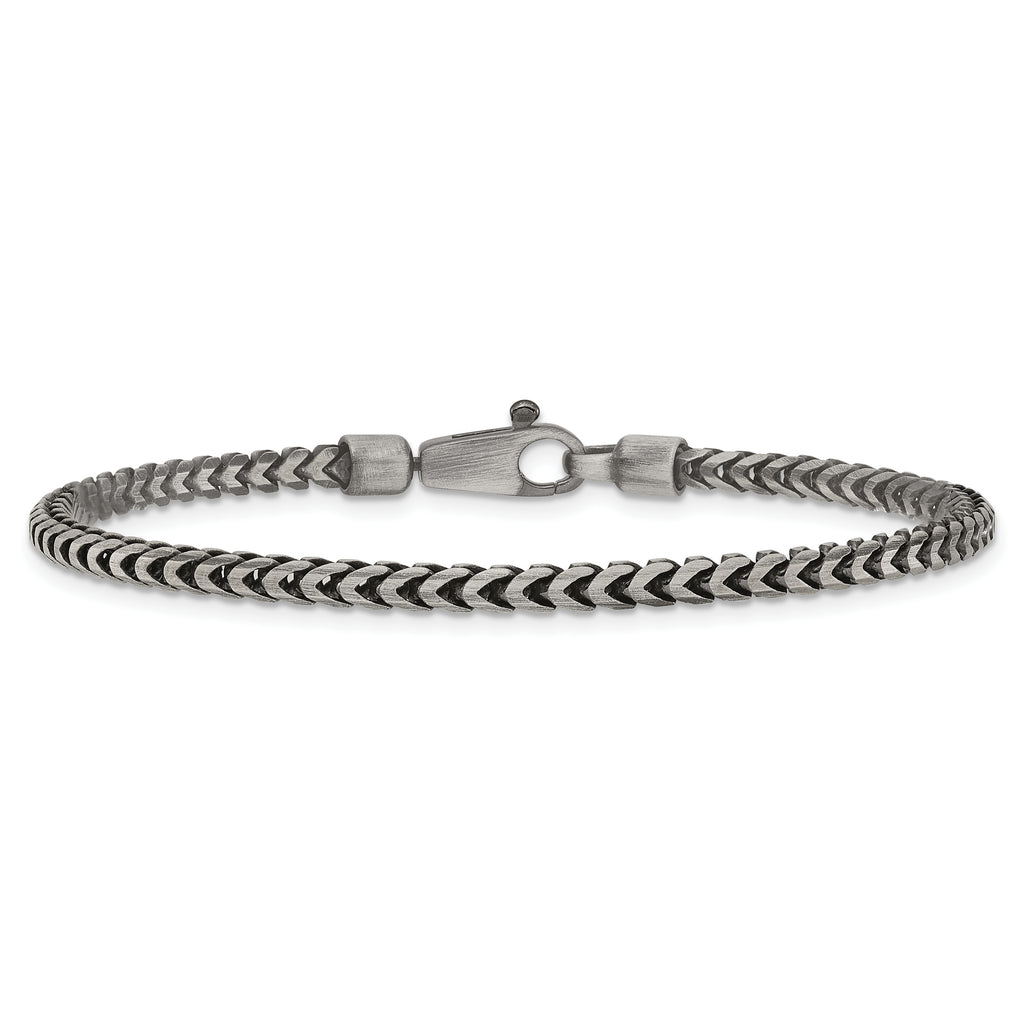 Sterling Silver Antiqued 3.1mm D/C Square Franco Chain