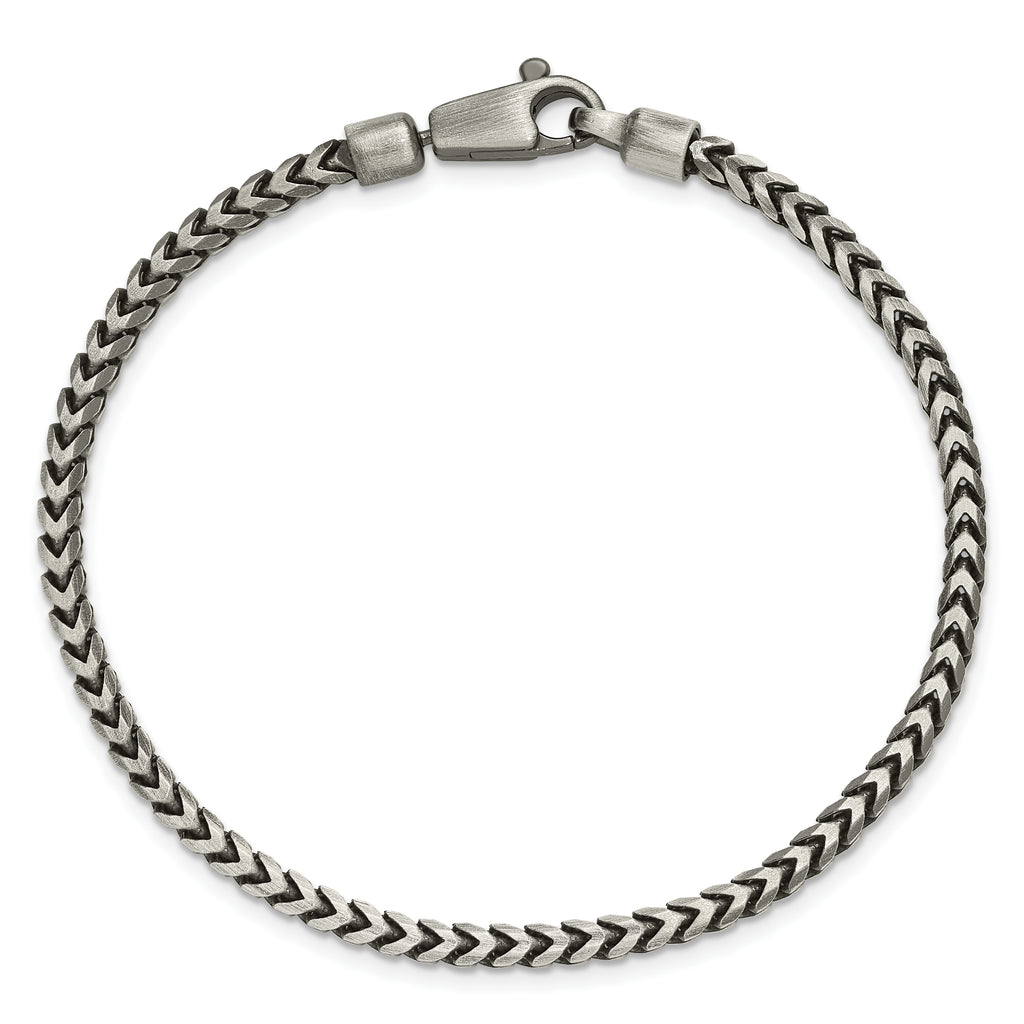 Sterling Silver Antiqued 3.1mm D/C Square Franco Chain