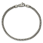 Sterling Silver Antiqued 3.1mm D/C Square Franco Chain