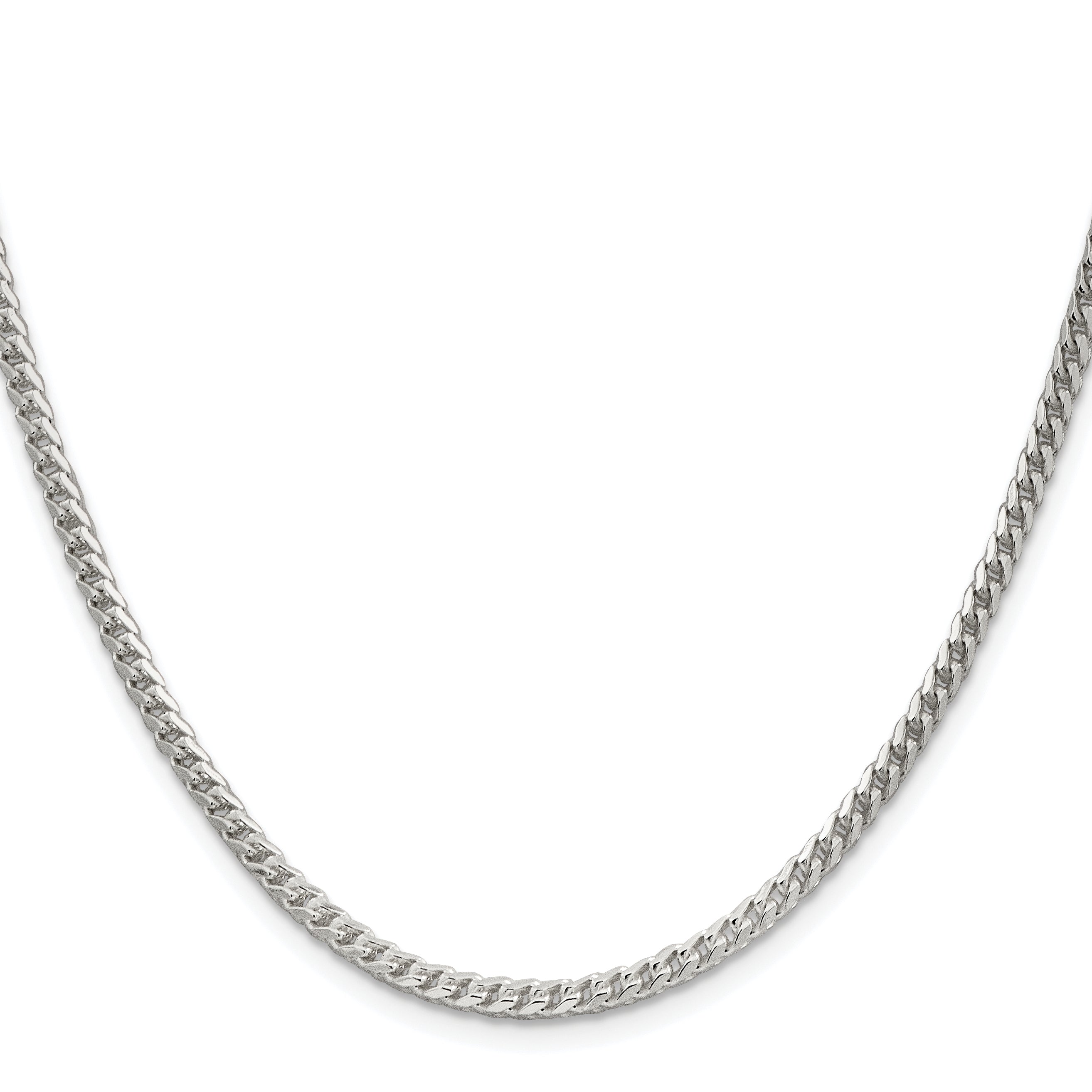 Sterling Silver Rhodium-plated 3.1mm D/C Square Franco Chain