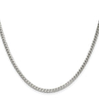 Sterling Silver Rhodium-Plated Diamond-Cut Franco Chain Necklace 3mm