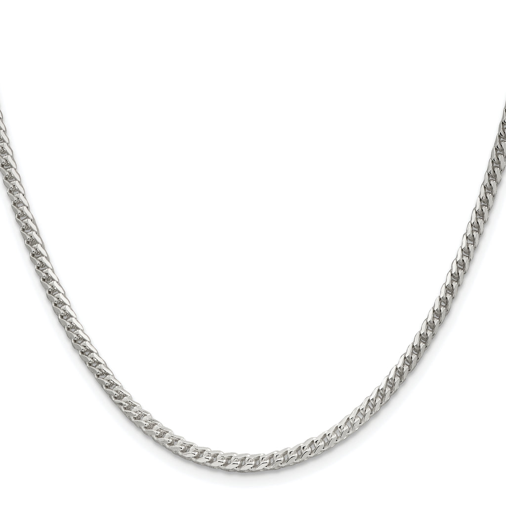 Sterling Silver Rhodium-Plated 3.1mm Diamond-Cut Square Franco Chain