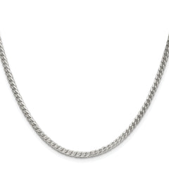 Sterling Silver Rhodium-plated 3.1mm D/C Square Franco Chain