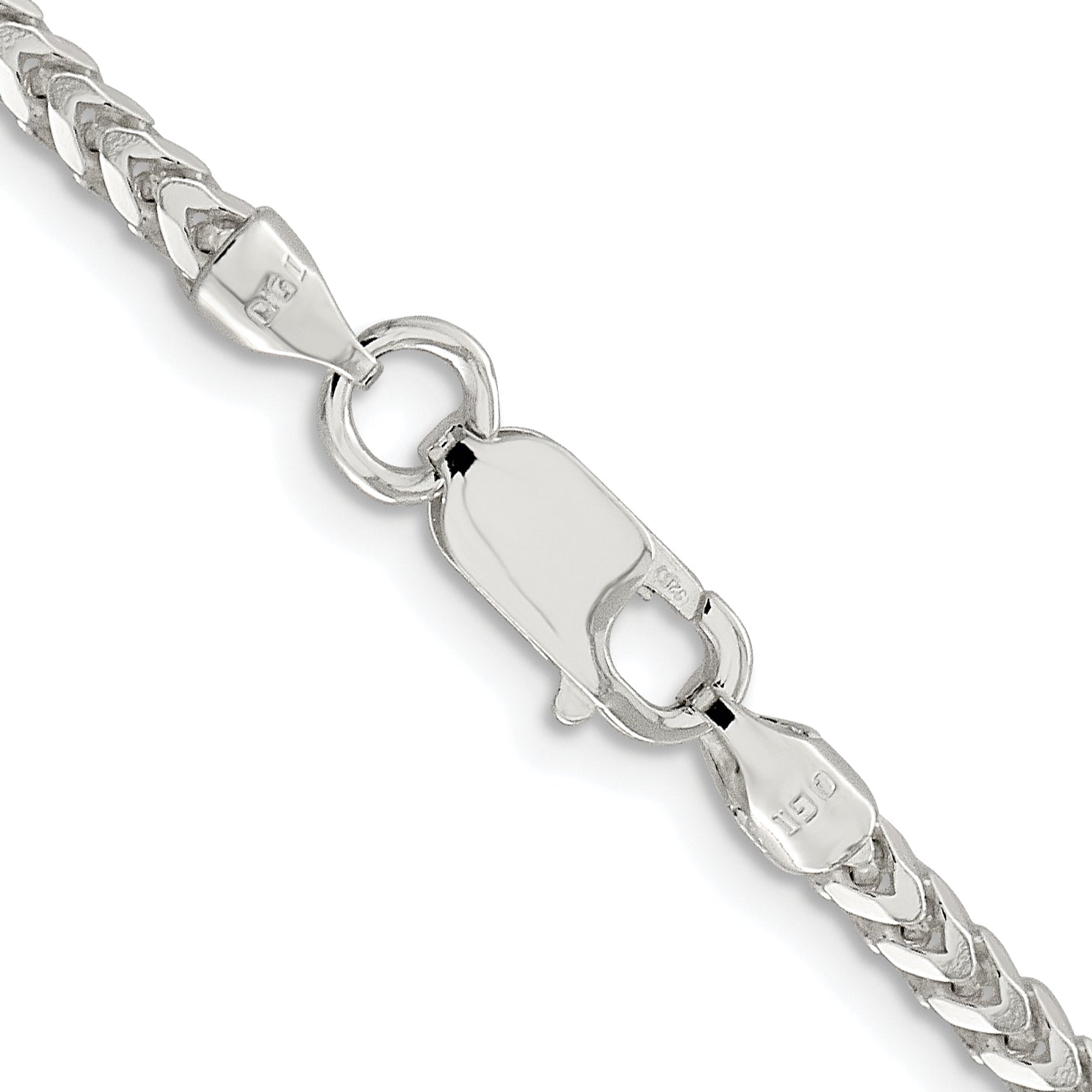 Sterling Silver Rhodium-plated 3.1mm D/C Square Franco Chain