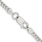 Sterling Silver Rhodium-Plated 3.1mm Diamond-Cut Square Franco Chain