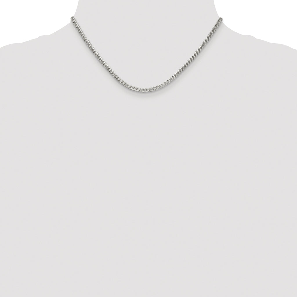 Sterling Silver Rhodium-Plated Diamond-Cut Franco Chain Necklace 3mm