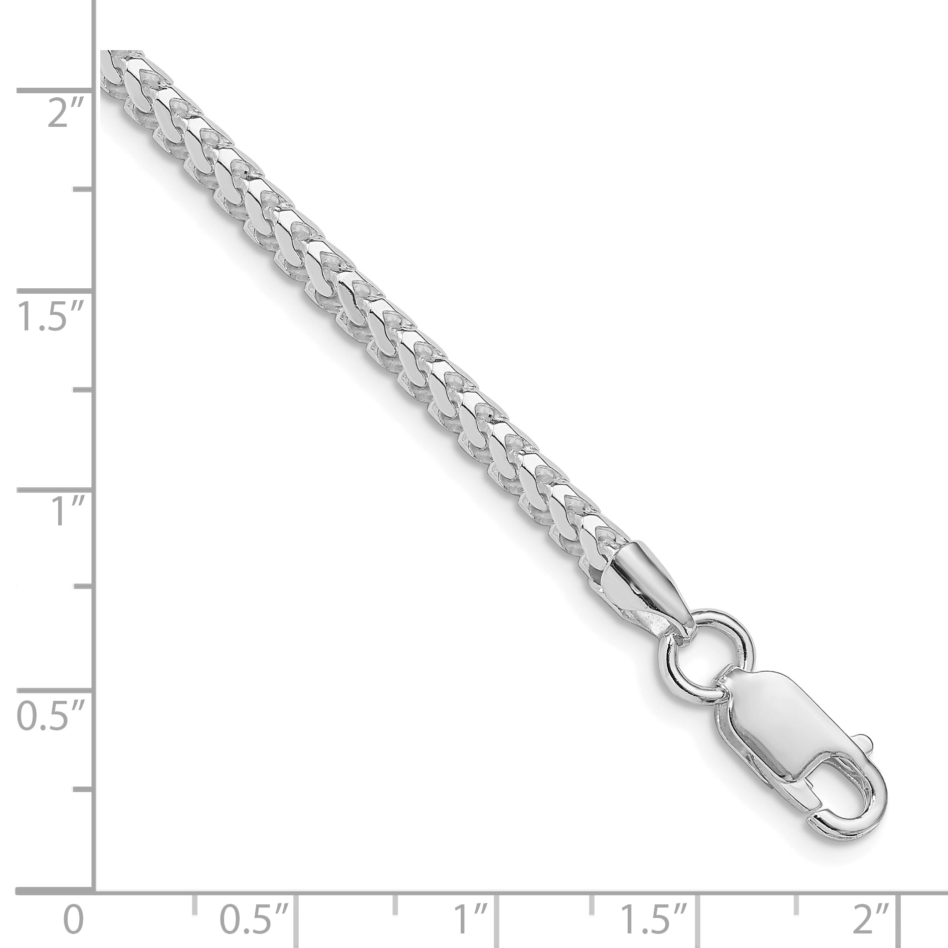 Sterling Silver Rhodium-plated 3.1mm D/C Square Franco Chain Secondary image