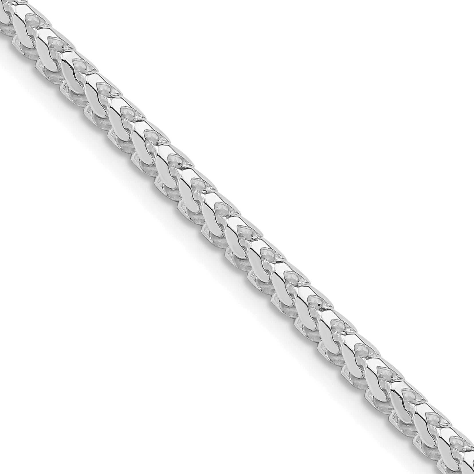 Sterling Silver Rhodium-plated 3.1mm D/C Square Franco Chain