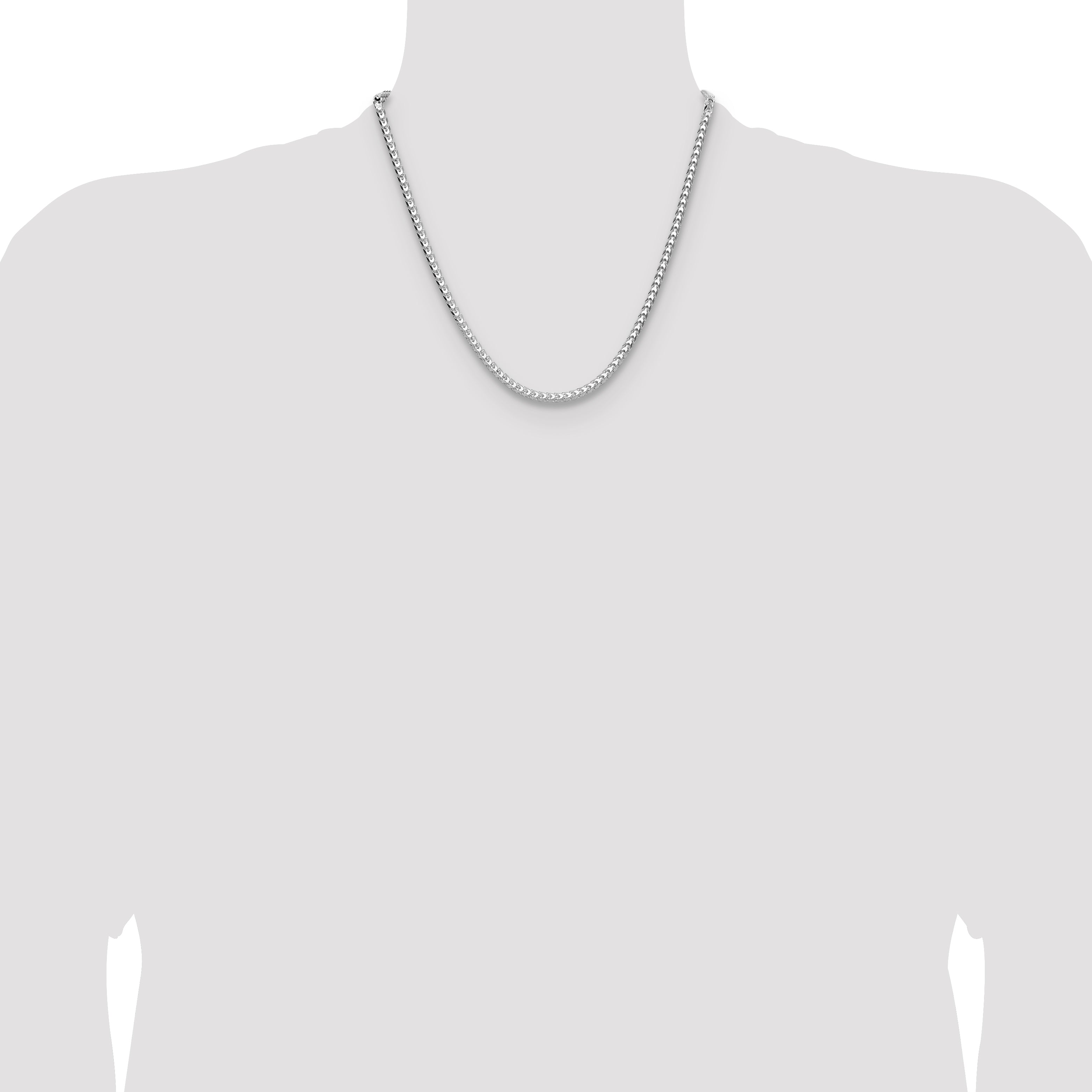 Sterling Silver Rhodium-plated 4.0mm D/C Square Franco Chain