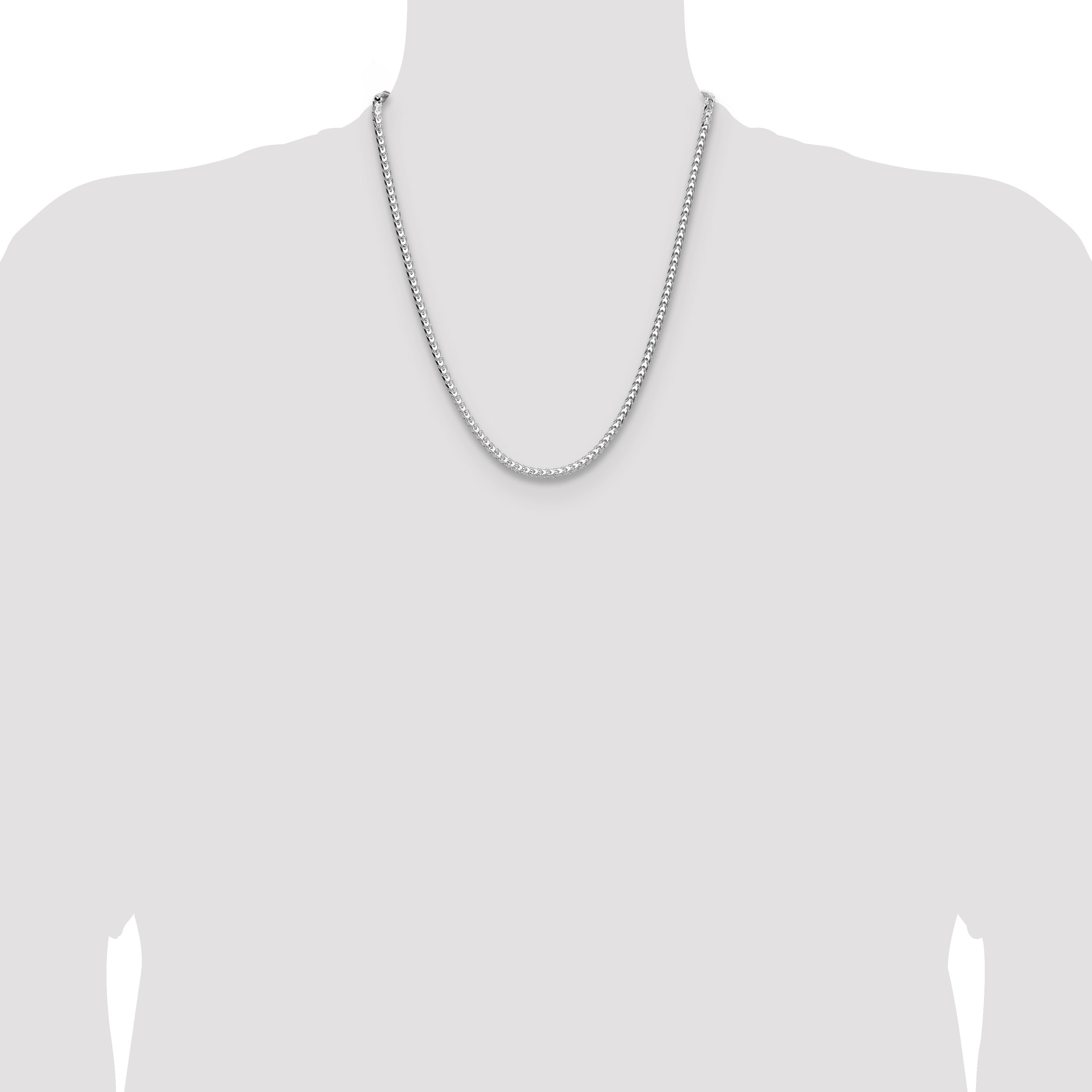 Sterling Silver Rhodium-plated 4.0mm D/C Square Franco Chain