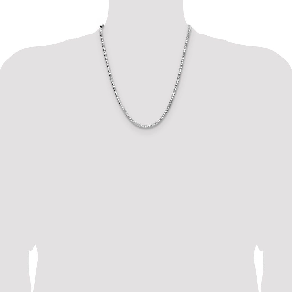 Sterling Silver Rhodium-plated 4.0mm D/C Square Franco Chain