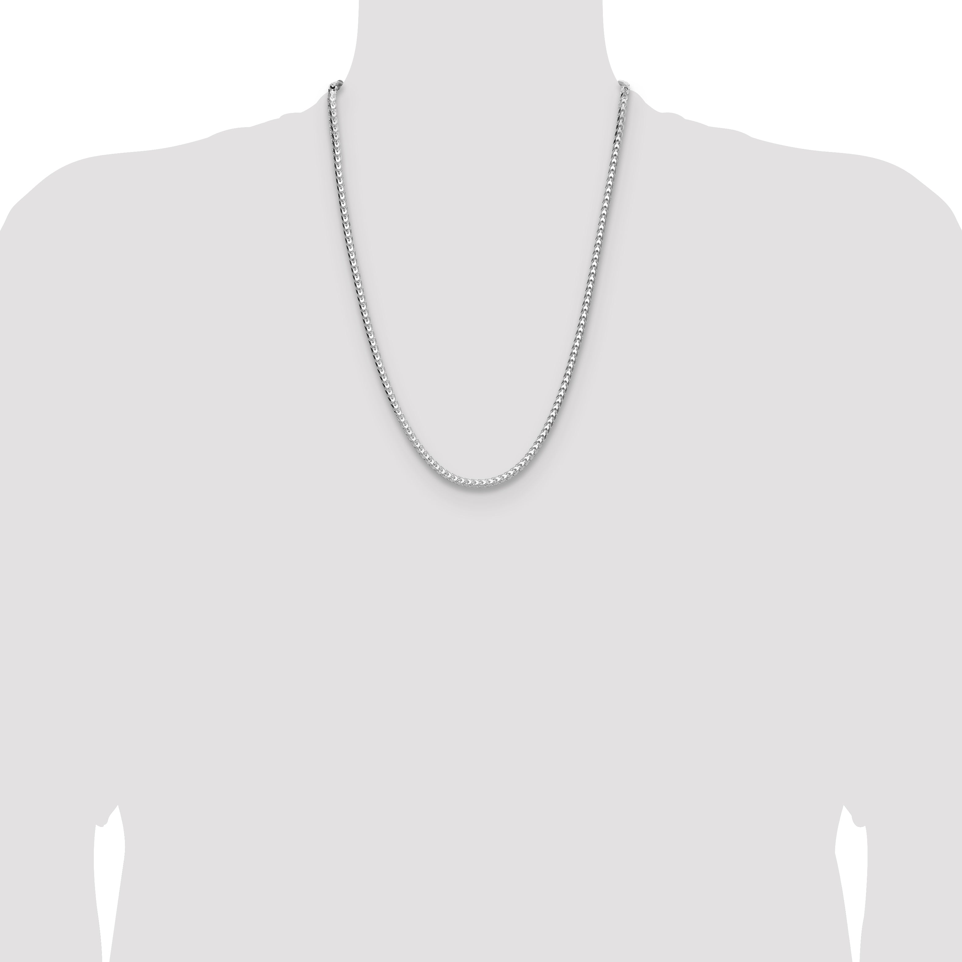Sterling Silver Rhodium-plated 4.0mm D/C Square Franco Chain