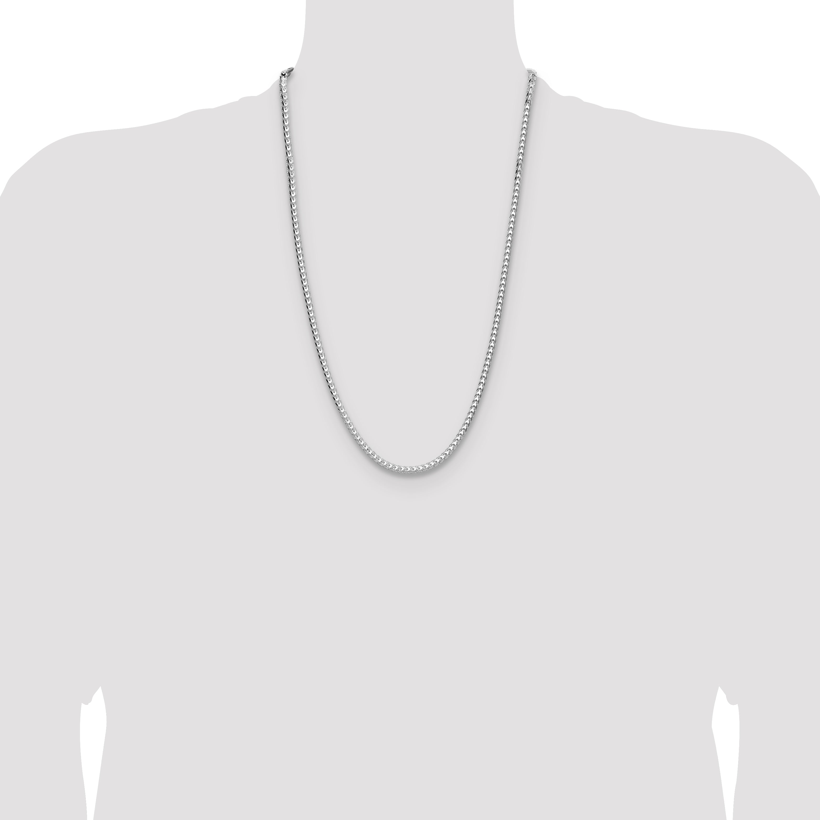 Sterling Silver Rhodium-plated 4.0mm D/C Square Franco Chain