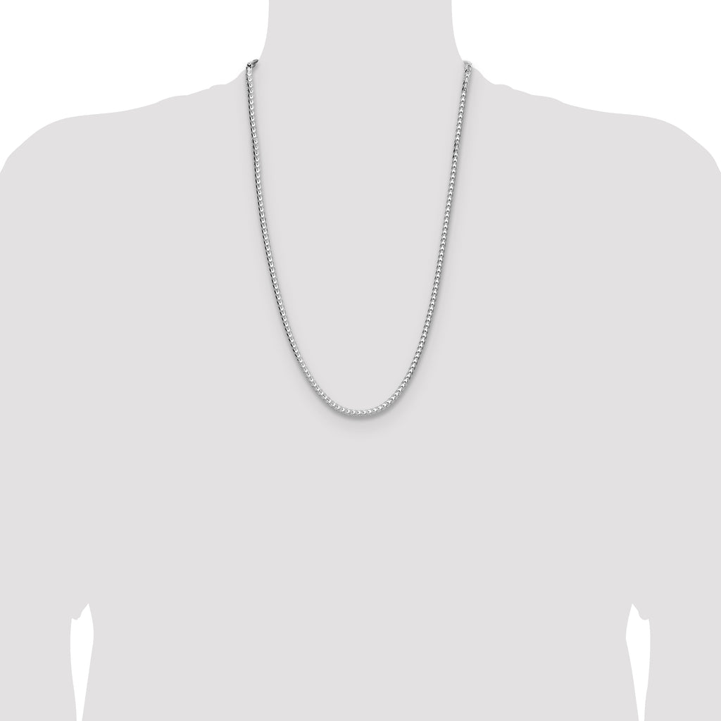 Sterling Silver Rhodium-plated 4.0mm D/C Square Franco Chain