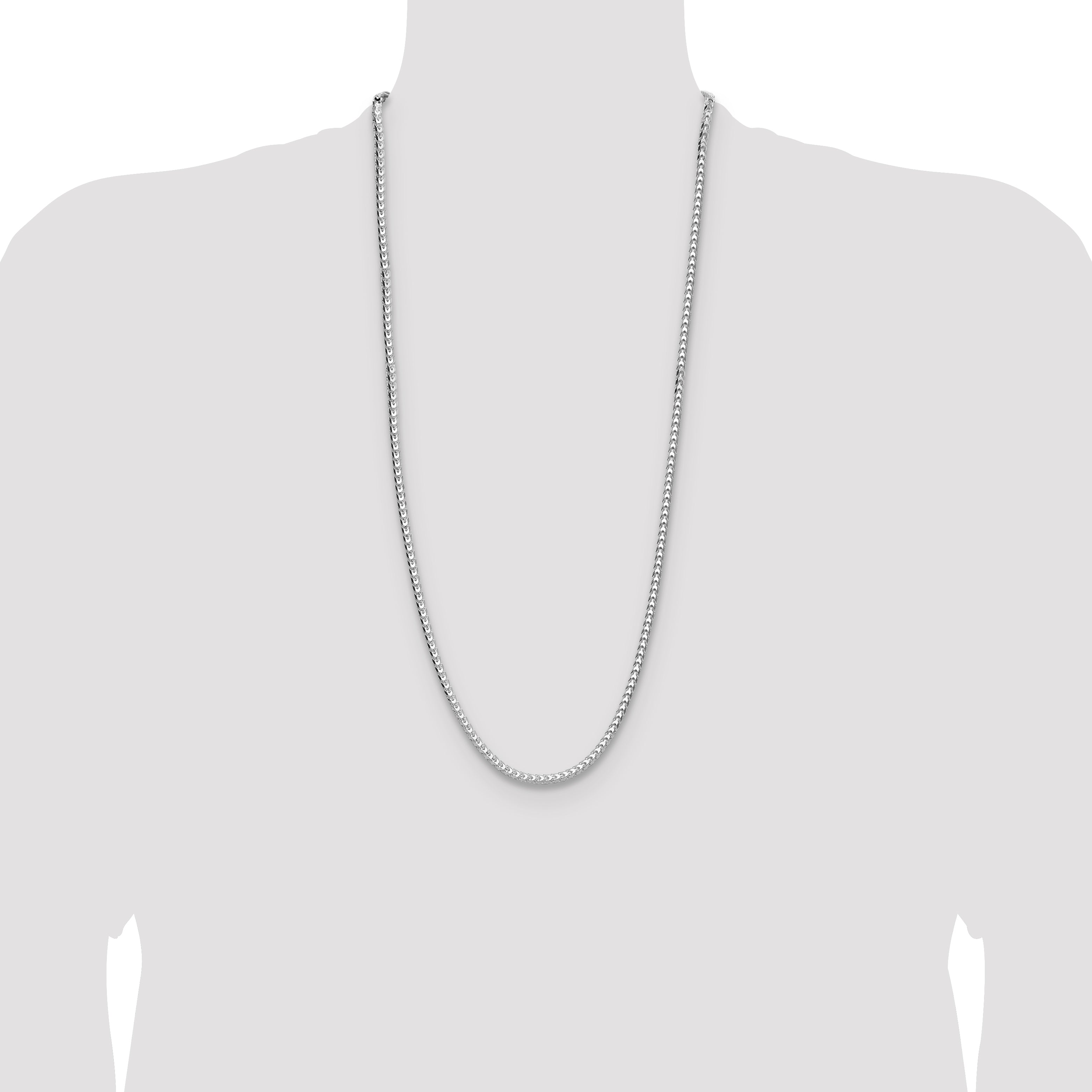 Sterling Silver Rhodium-plated 4.0mm D/C Square Franco Chain