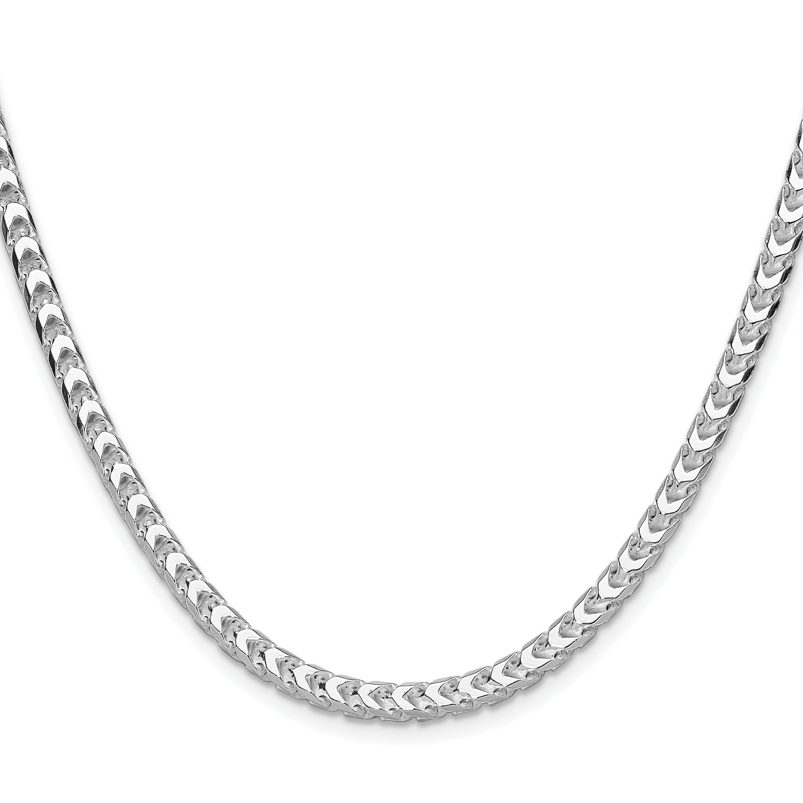 Sterling Silver Rhodium-plated 4.7mm D/C Square Franco Chain