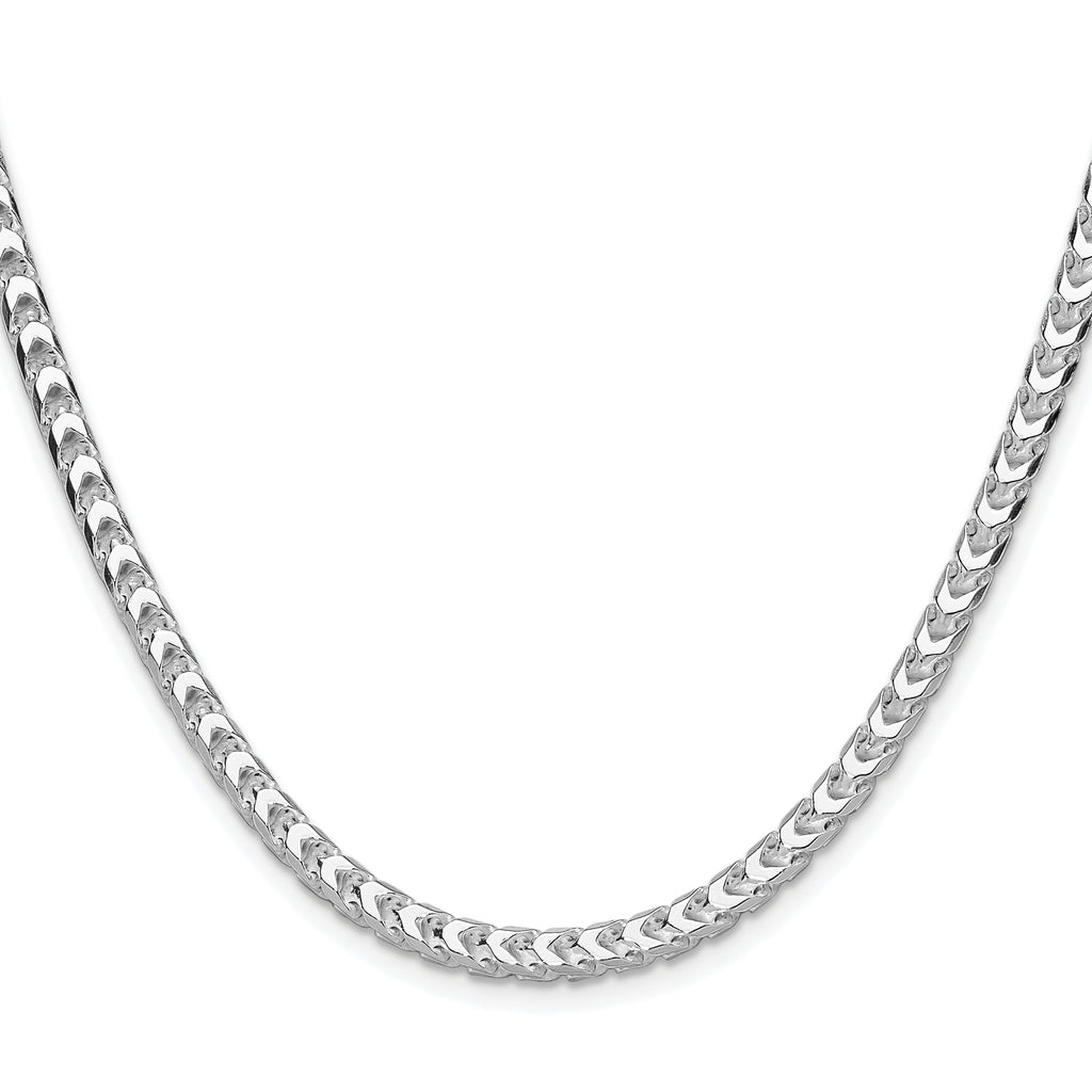 Sterling Silver Rhodium-Plated Diamond-Cut Franco Chain Necklace 4mm