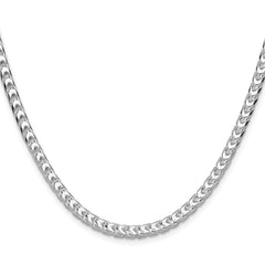 Sterling Silver Rhodium-plated 4.7mm D/C Square Franco Chain