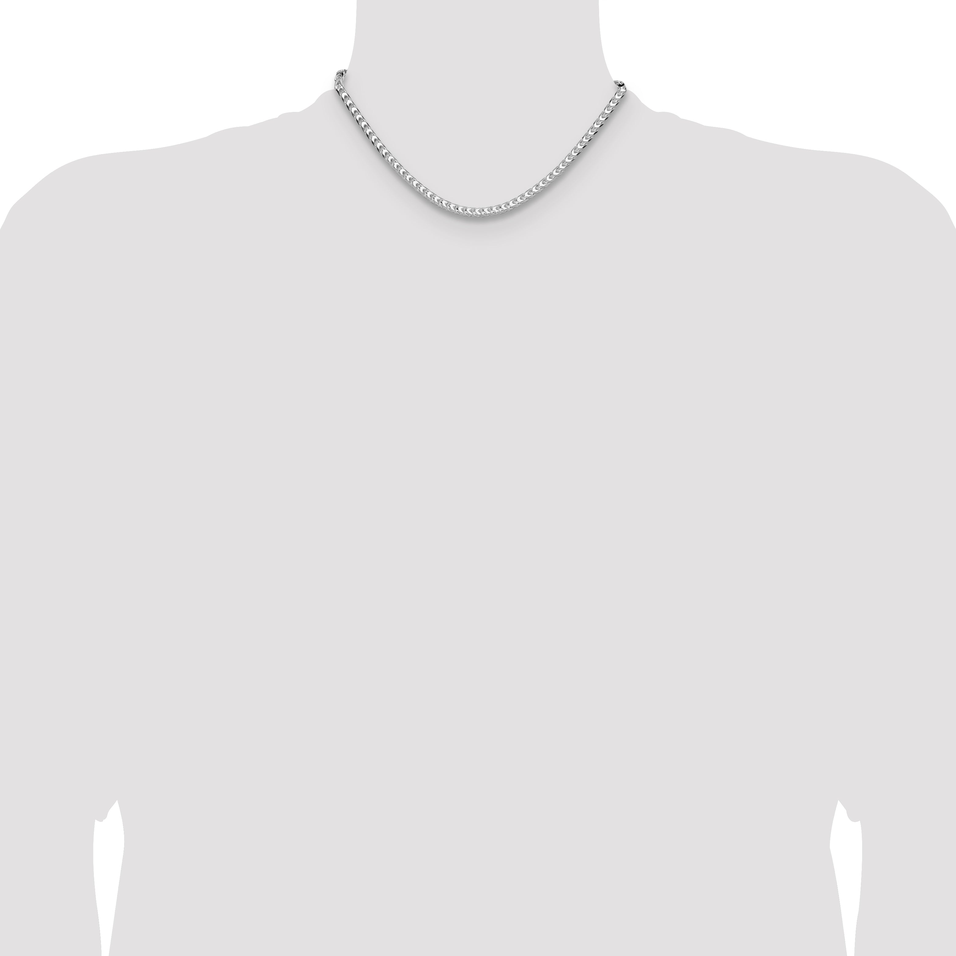 Sterling Silver Rhodium-plated 4.7mm D/C Square Franco Chain