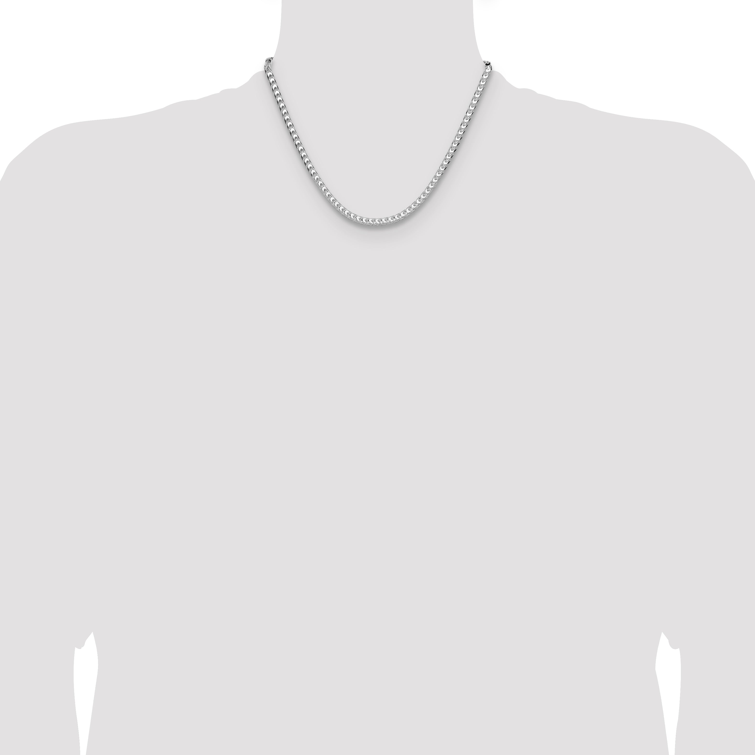 Sterling Silver Rhodium-plated 4.7mm D/C Square Franco Chain