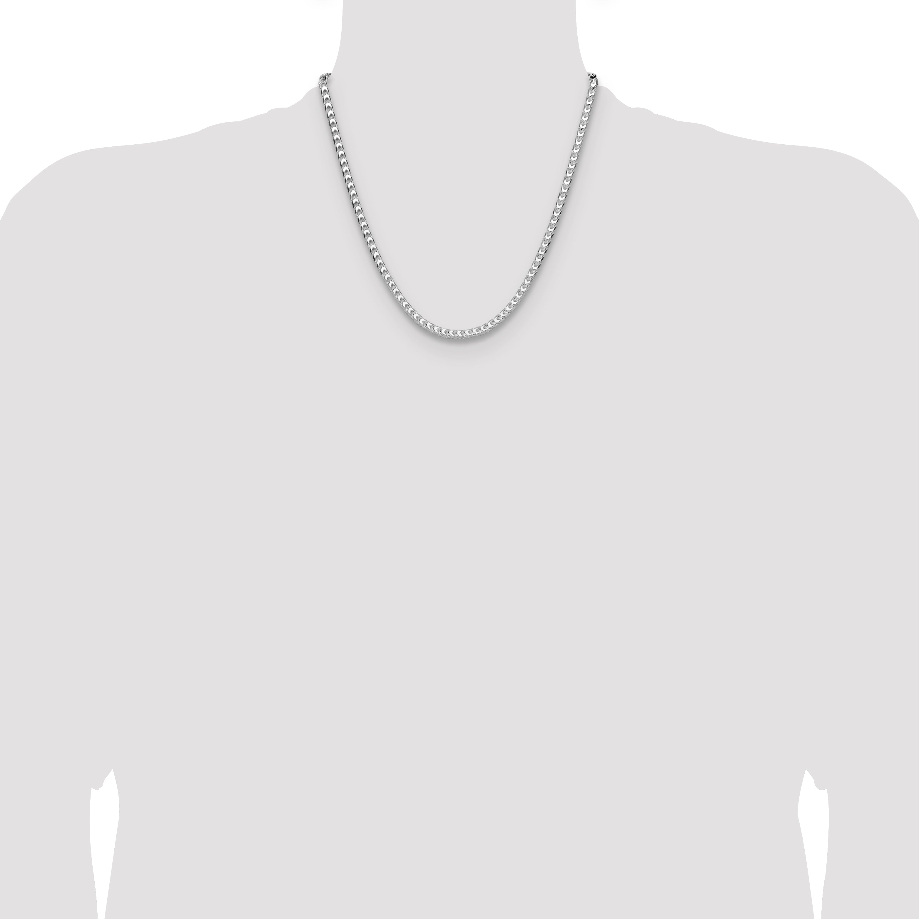 Sterling Silver Rhodium-plated 4.7mm D/C Square Franco Chain