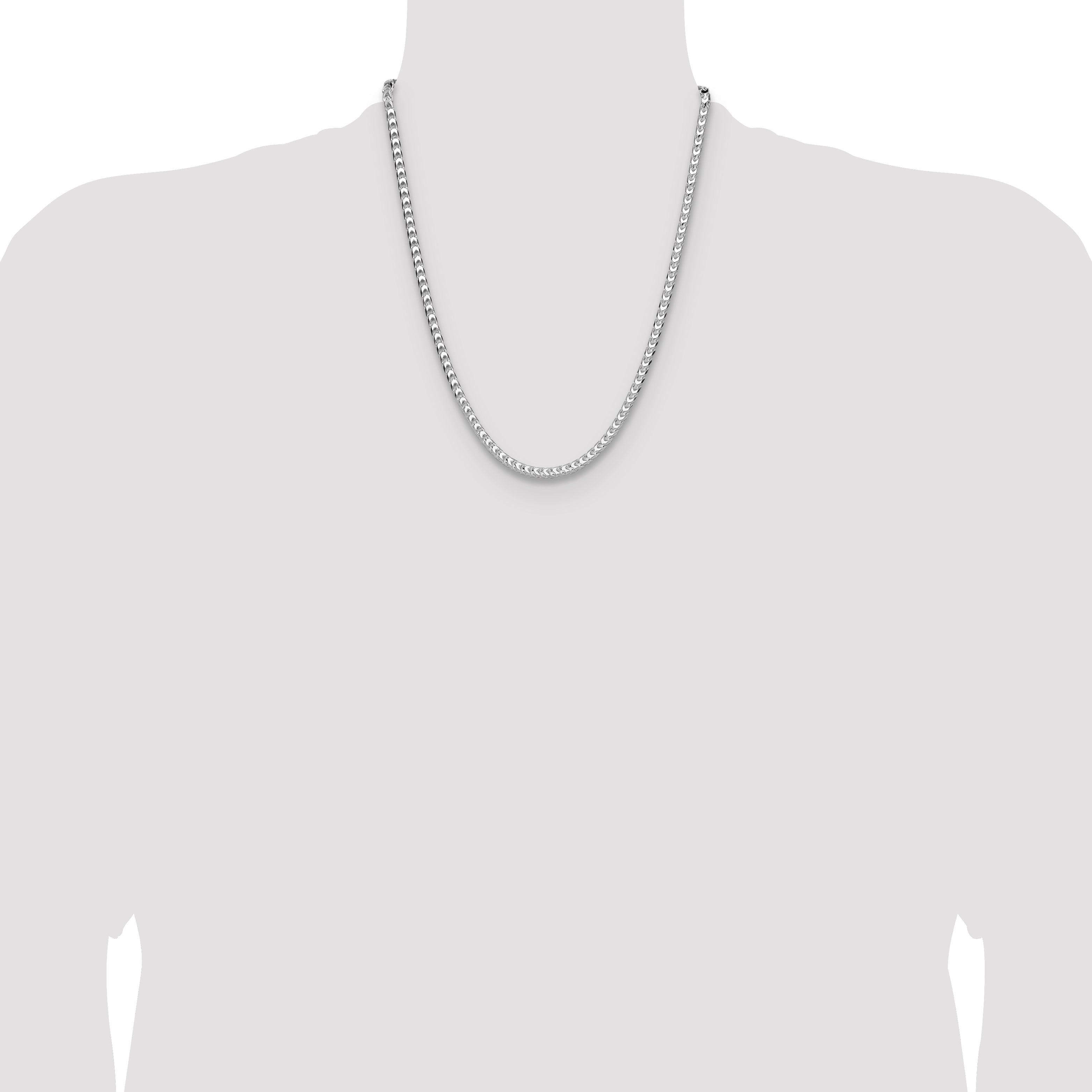 Sterling Silver Rhodium-plated 4.7mm D/C Square Franco Chain