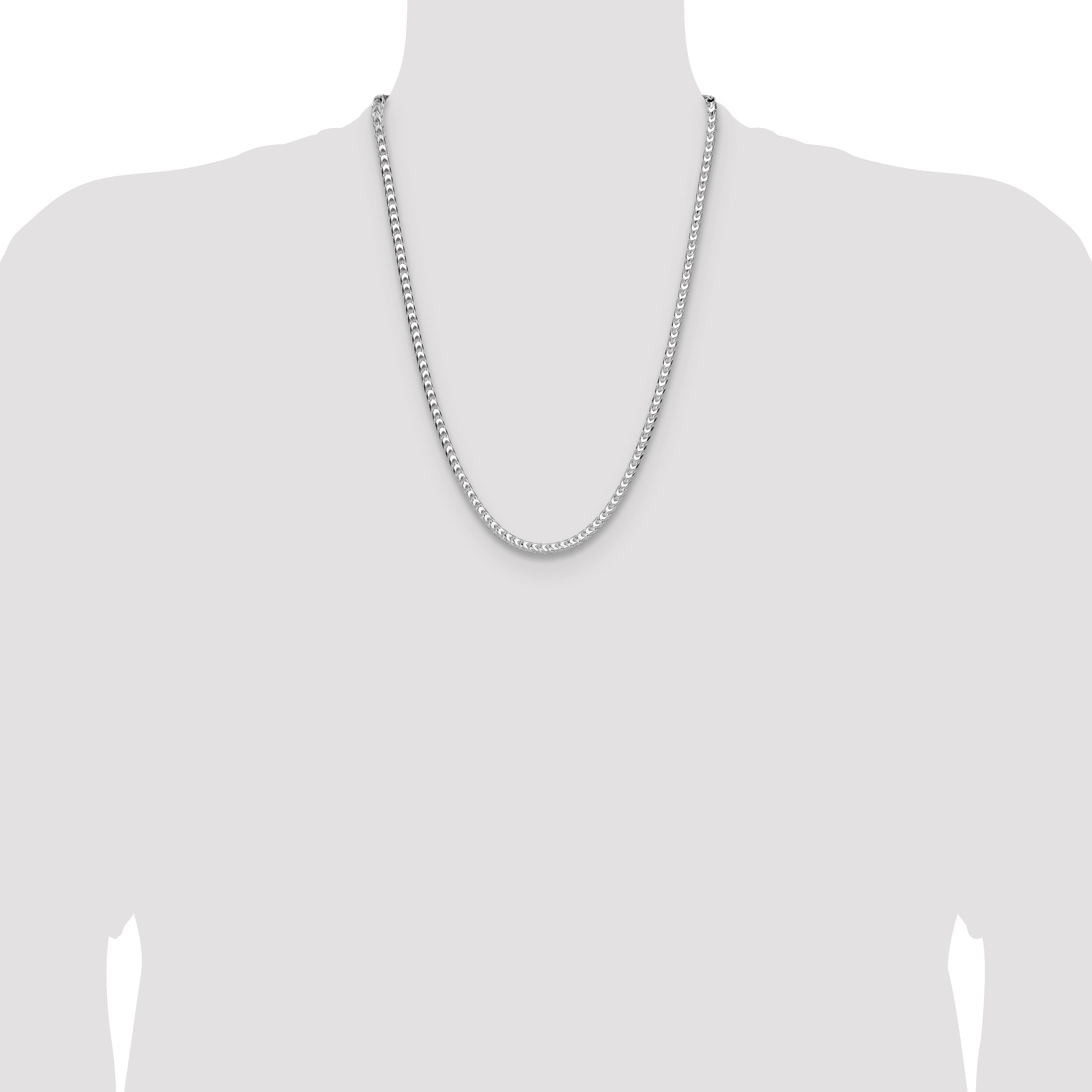 Sterling Silver Rhodium-plated 4.7mm D/C Square Franco Chain