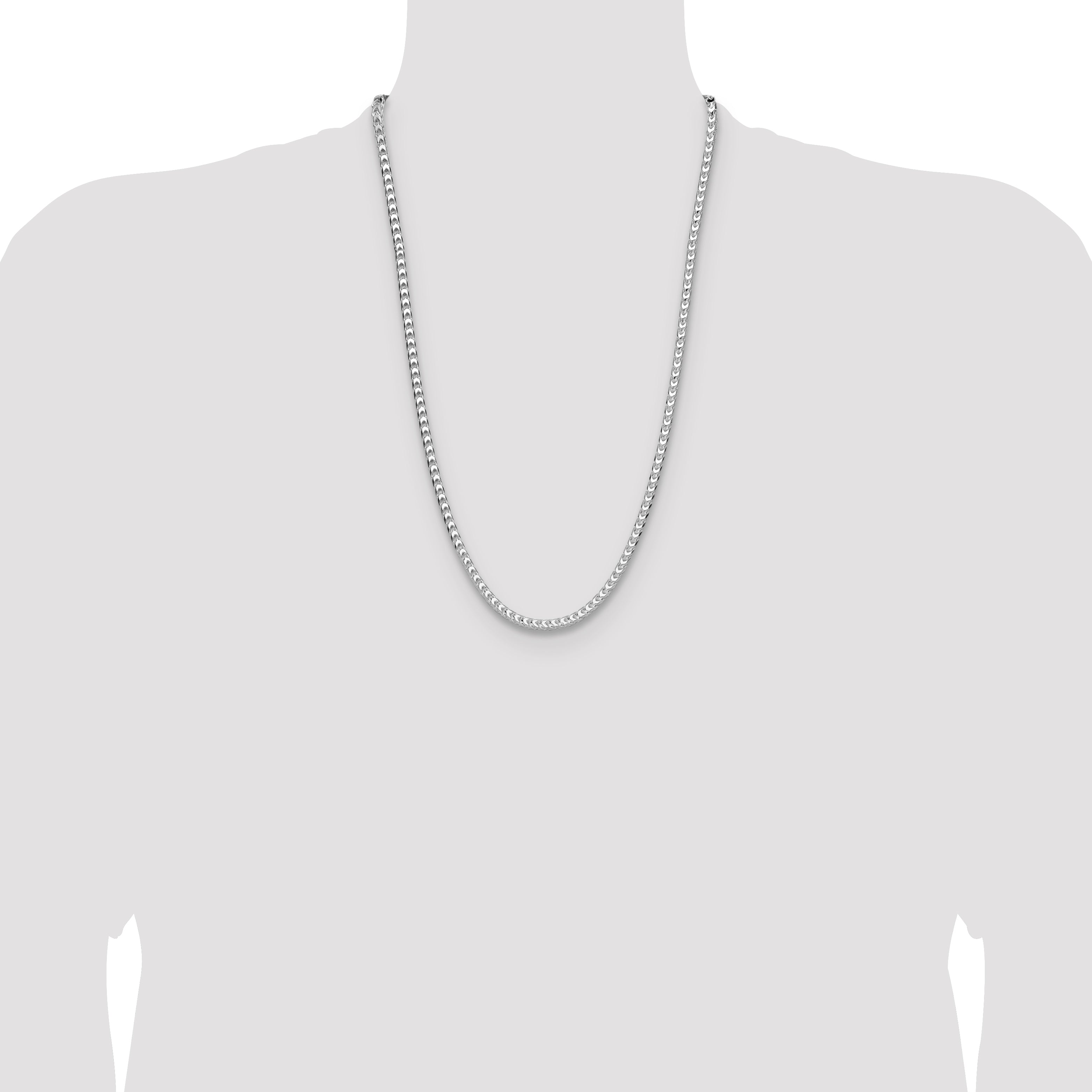 Sterling Silver Rhodium-plated 4.7mm D/C Square Franco Chain