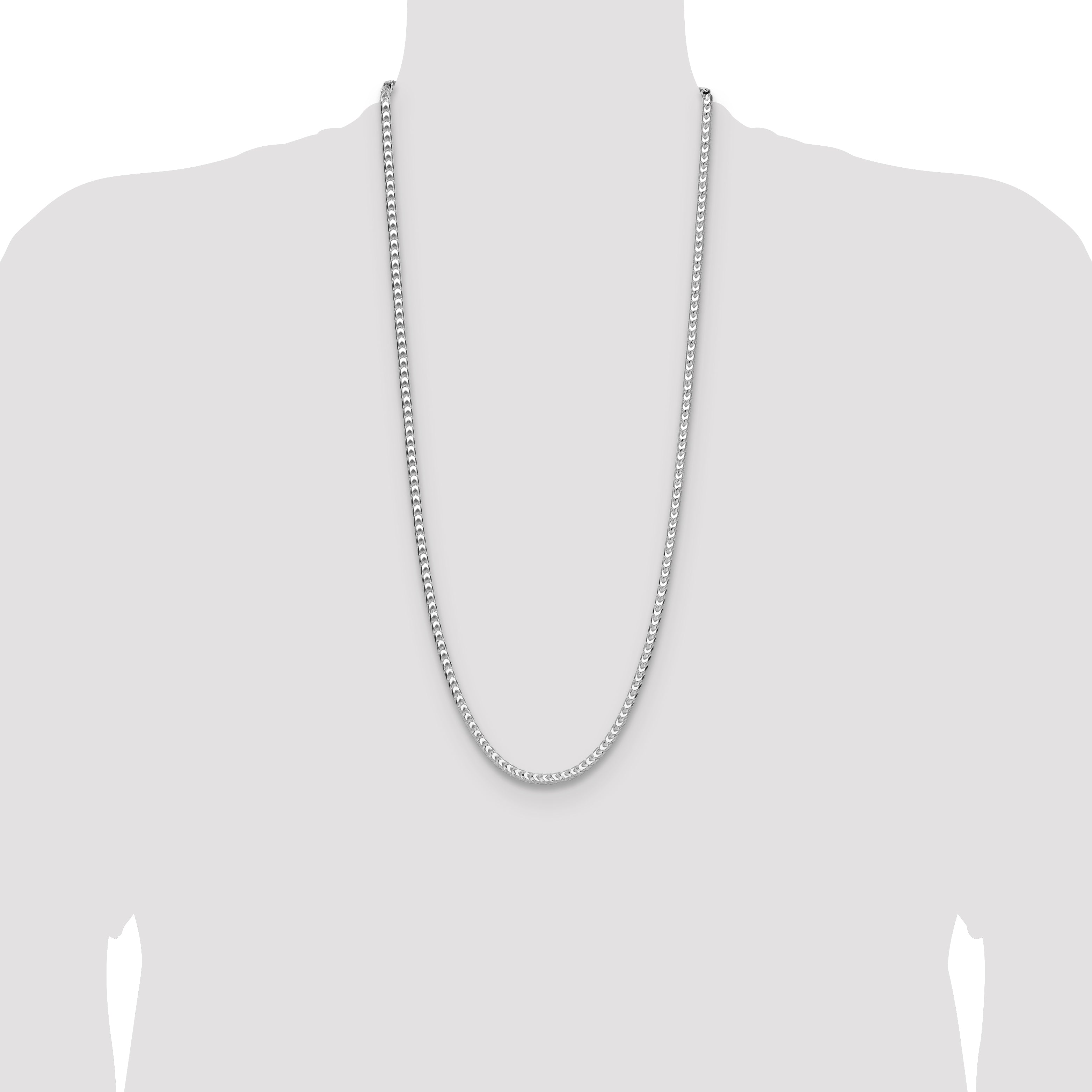 Sterling Silver Rhodium-plated 4.7mm D/C Square Franco Chain