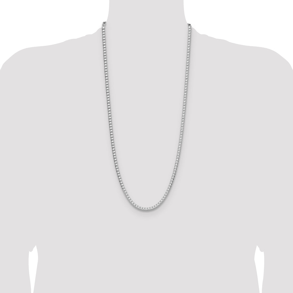 Sterling Silver Rhodium-Plated Diamond-Cut Franco Chain Necklace 4mm - Sophia Jewelers