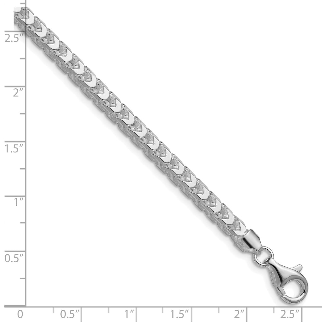 Sterling Silver Rhodium-Plated 4.7mm Diamond-Cut Square Franco Chain