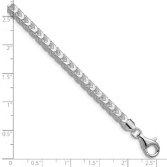 Sterling Silver Rhodium-plated 4.7mm D/C Square Franco Chain