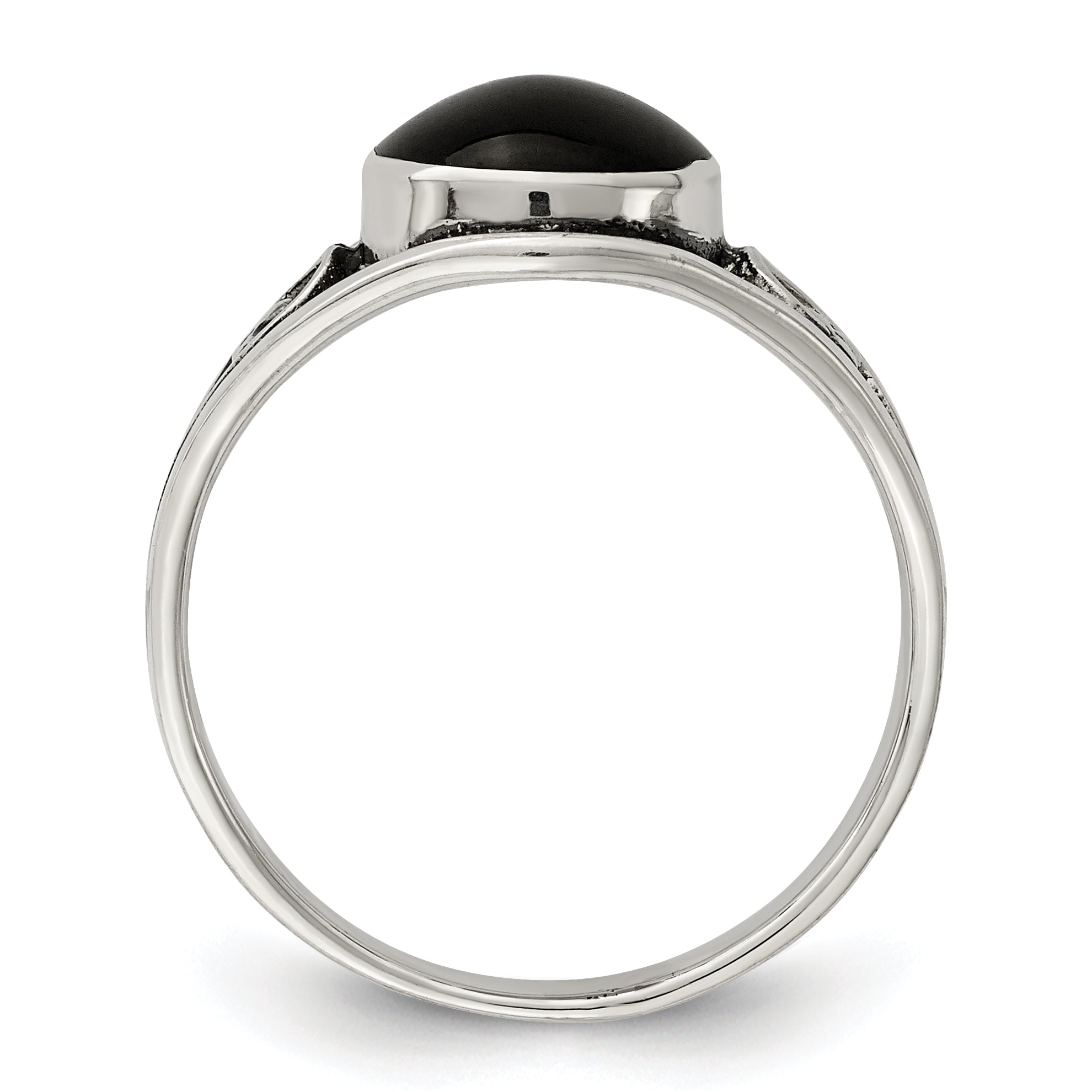 Sterling Silver Antiqued Black Agate Ring Secondary image