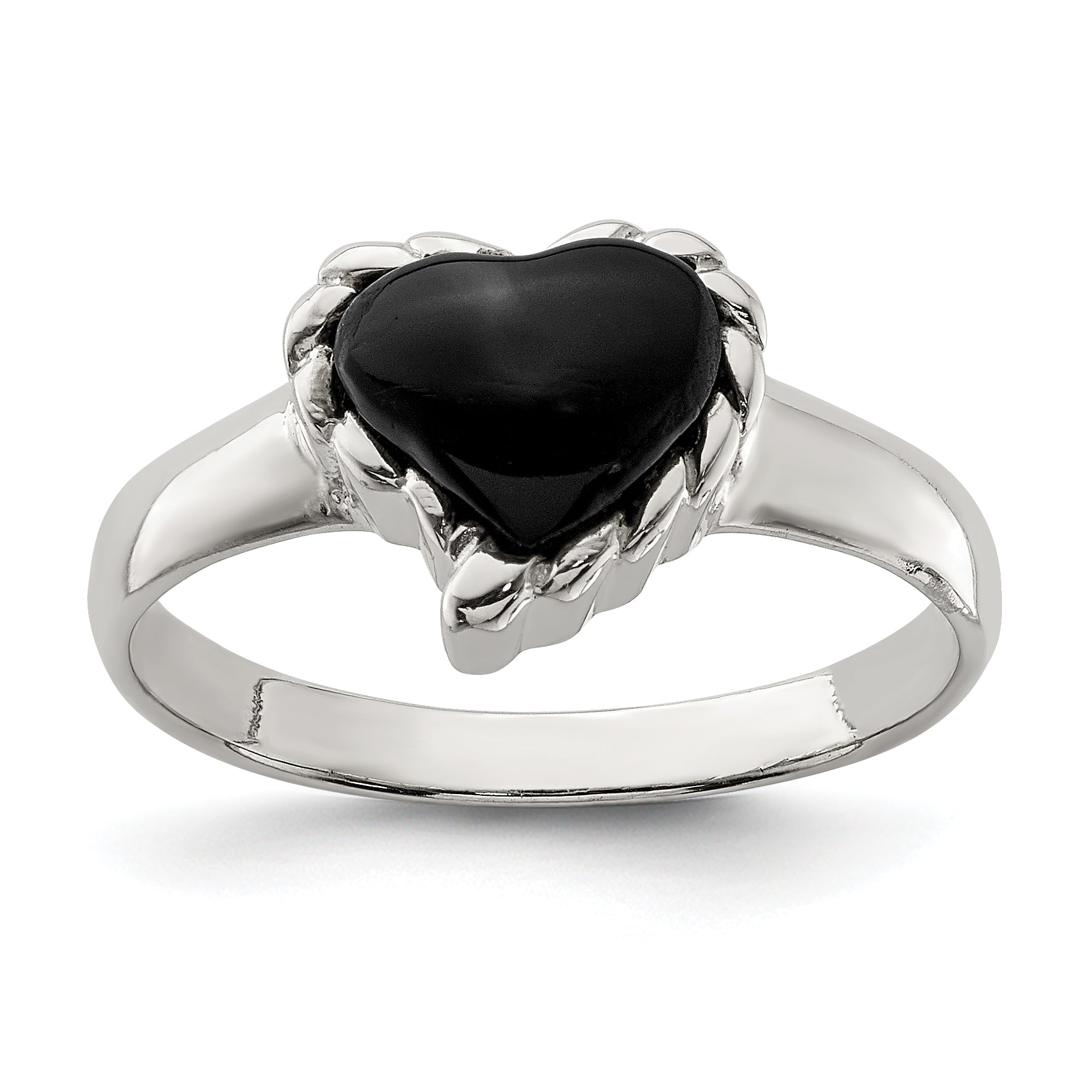 Sterling Silver Onyx Heart Ring Main image