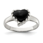 Sterling Silver Onyx Heart Ring