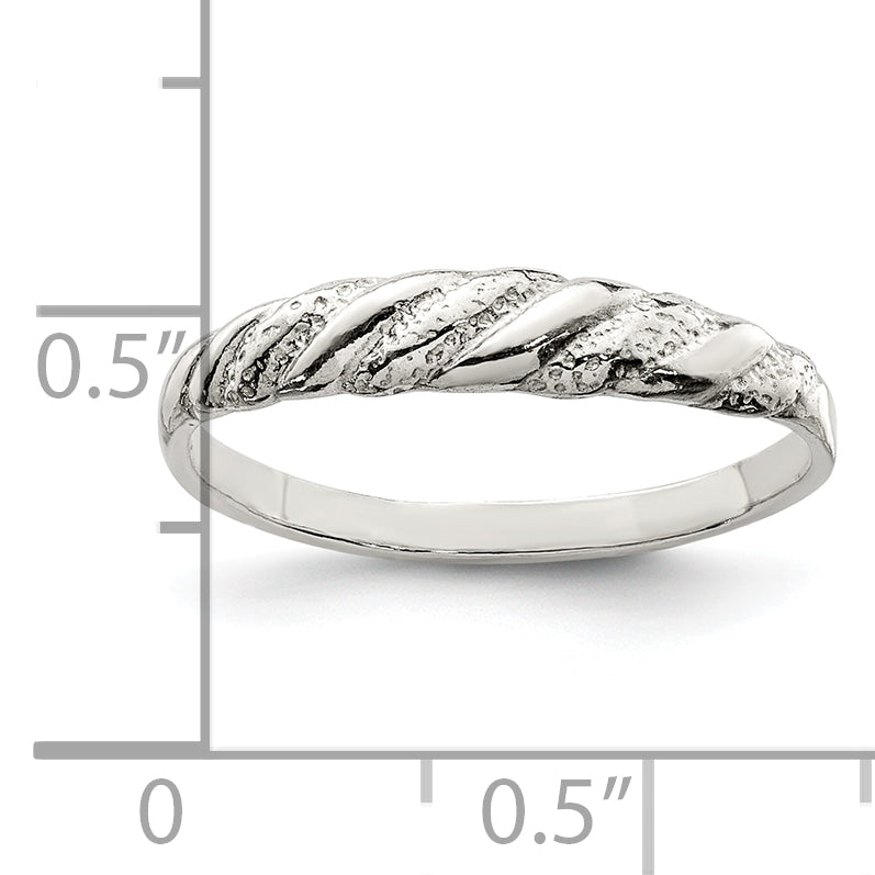 Sterling Silver Diamond-cut Twisted Ring Secondary image
