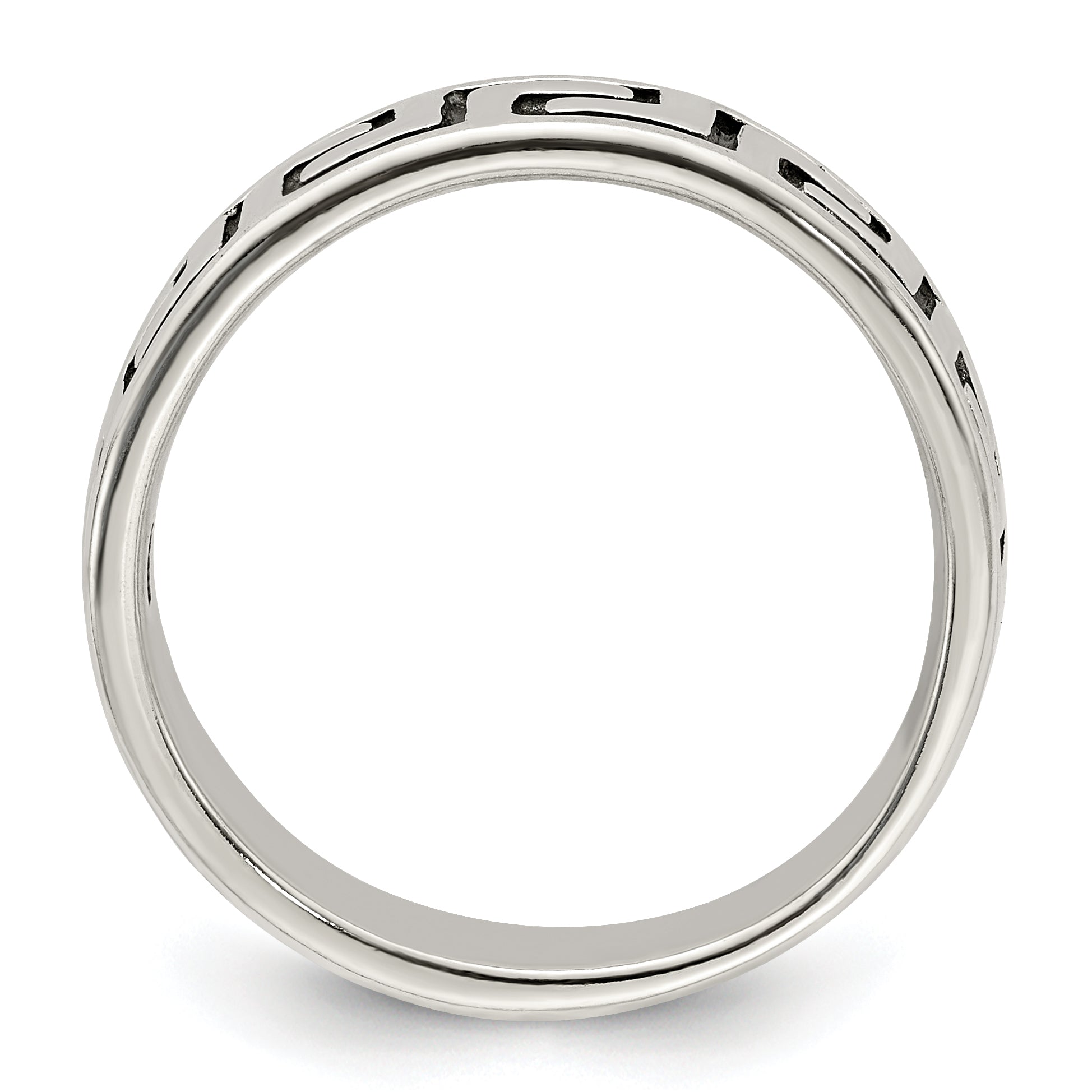 Antiqued Greek Key Ring in Sterling Silver Secondary image