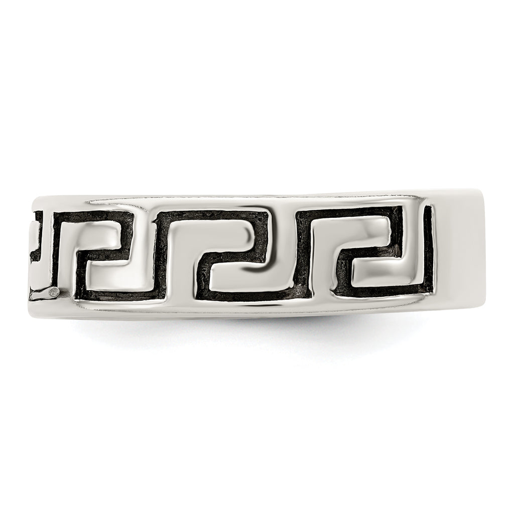 Sterling Silver Antiqued Greek Key Ring