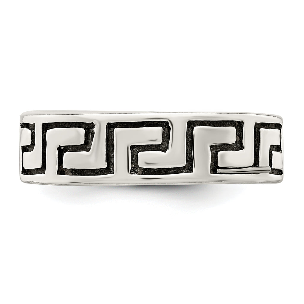 Sterling Silver Antiqued Greek Key Ring