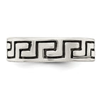 Sterling Silver Antiqued Greek Key Ring