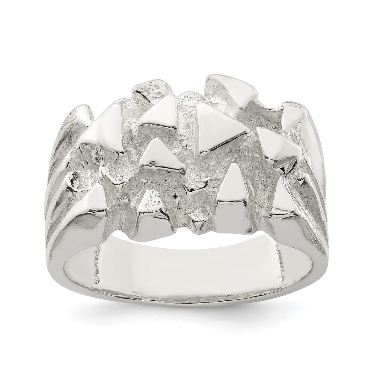 Men's Angular Faceted Nugget Ring in Sterling Silver, Textured, Size 9–12 - Sophia Jewelers Main image