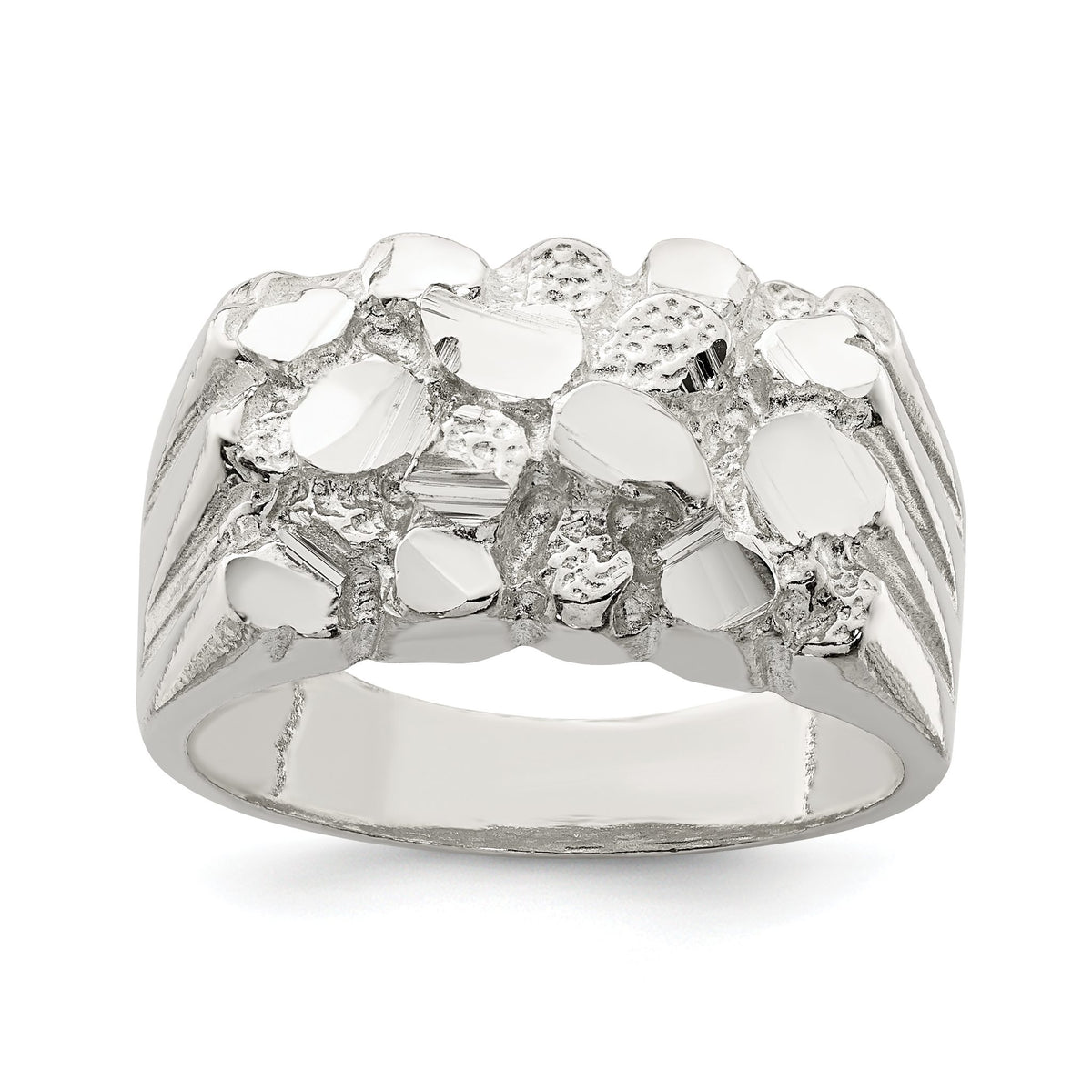 Men's Nugget Ring in Sterling Silver, 4.5mm Textured, Size 9–12 - Sophia Jewelers Main image