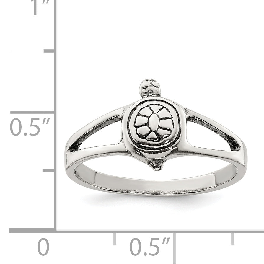 Sterling Silver Solid Turtle Ring