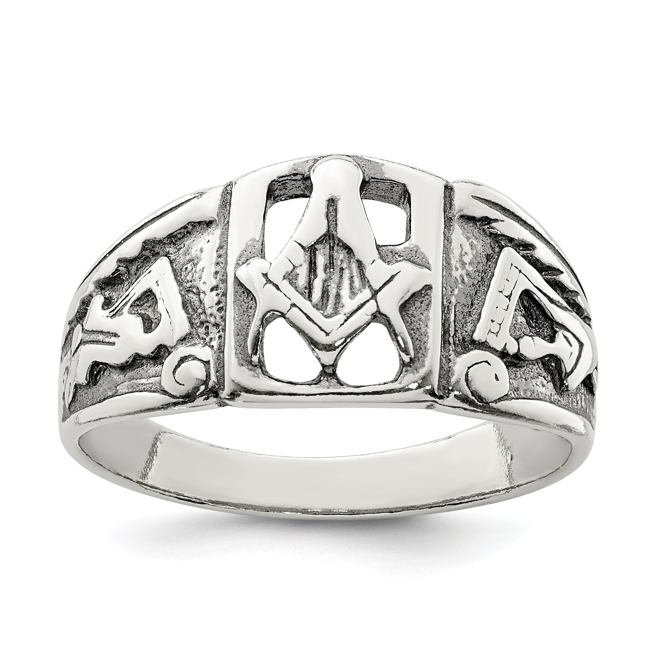 Sterling Silver Antiqued Masonic Ring Main image