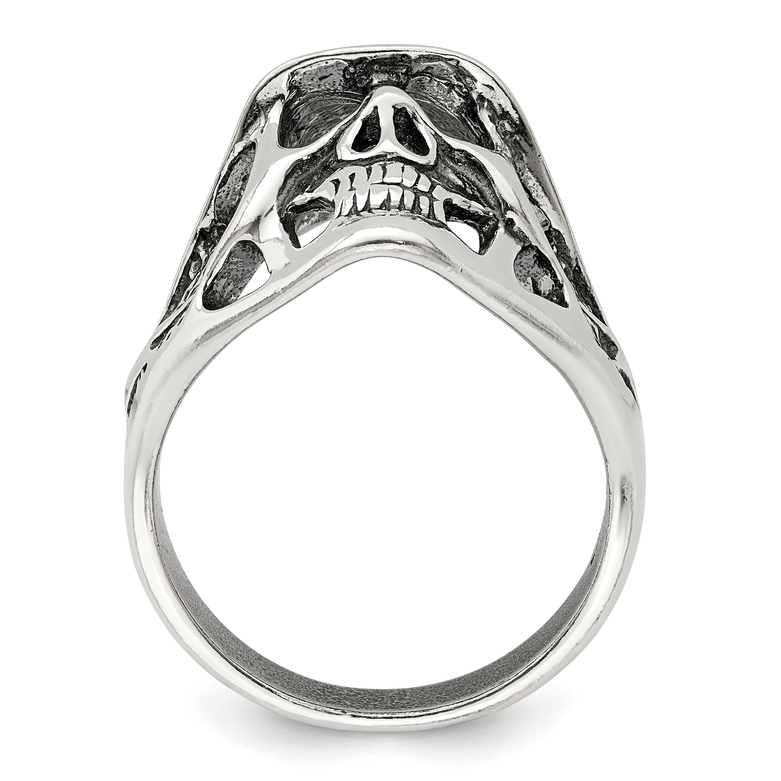 Sterling Silver Antiqued Skull Ring Secondary image