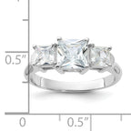 Sterling Silver Rhodium-plated Three Stone CZ Ring