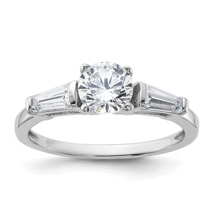 Tapered Baguette Cubic Zirconia Engagement Ring in Sterling Silver, Size 7 - Sophia Jewelers
