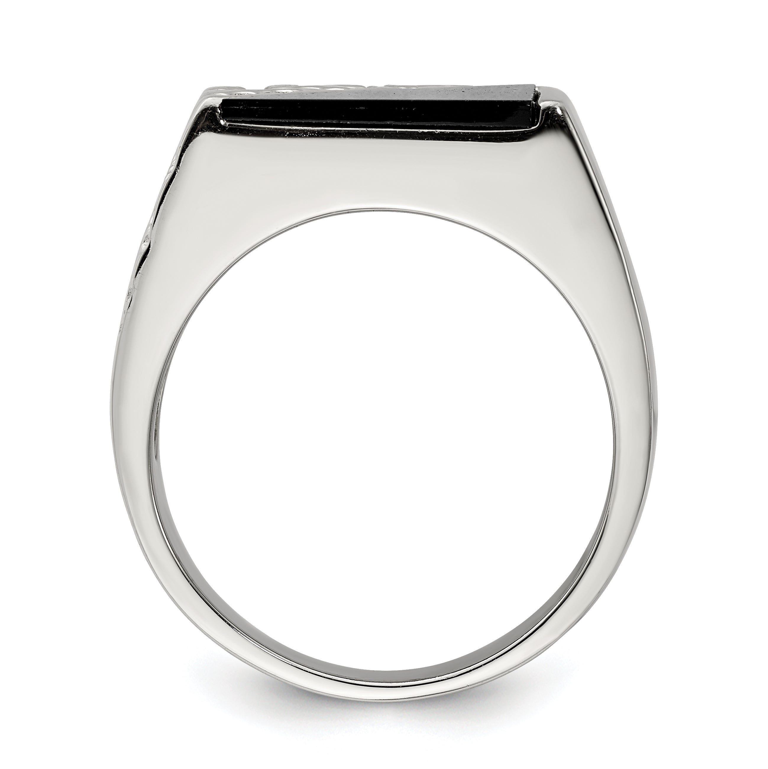 Sterling Silver Rhodium-plated Men's Onyx Ring Secondary image