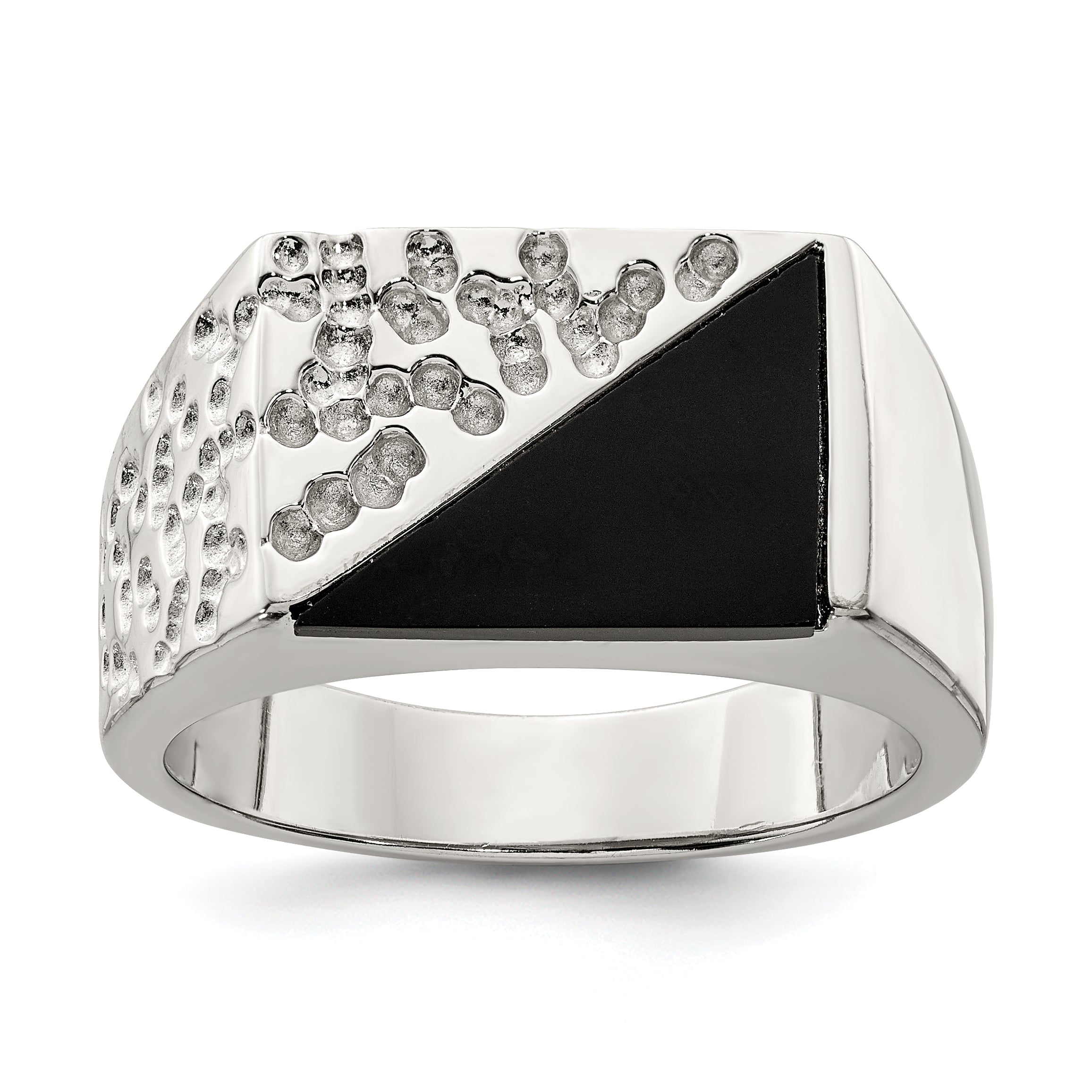 Sterling Silver Rhodium-plated Men's Onyx Ring Main image