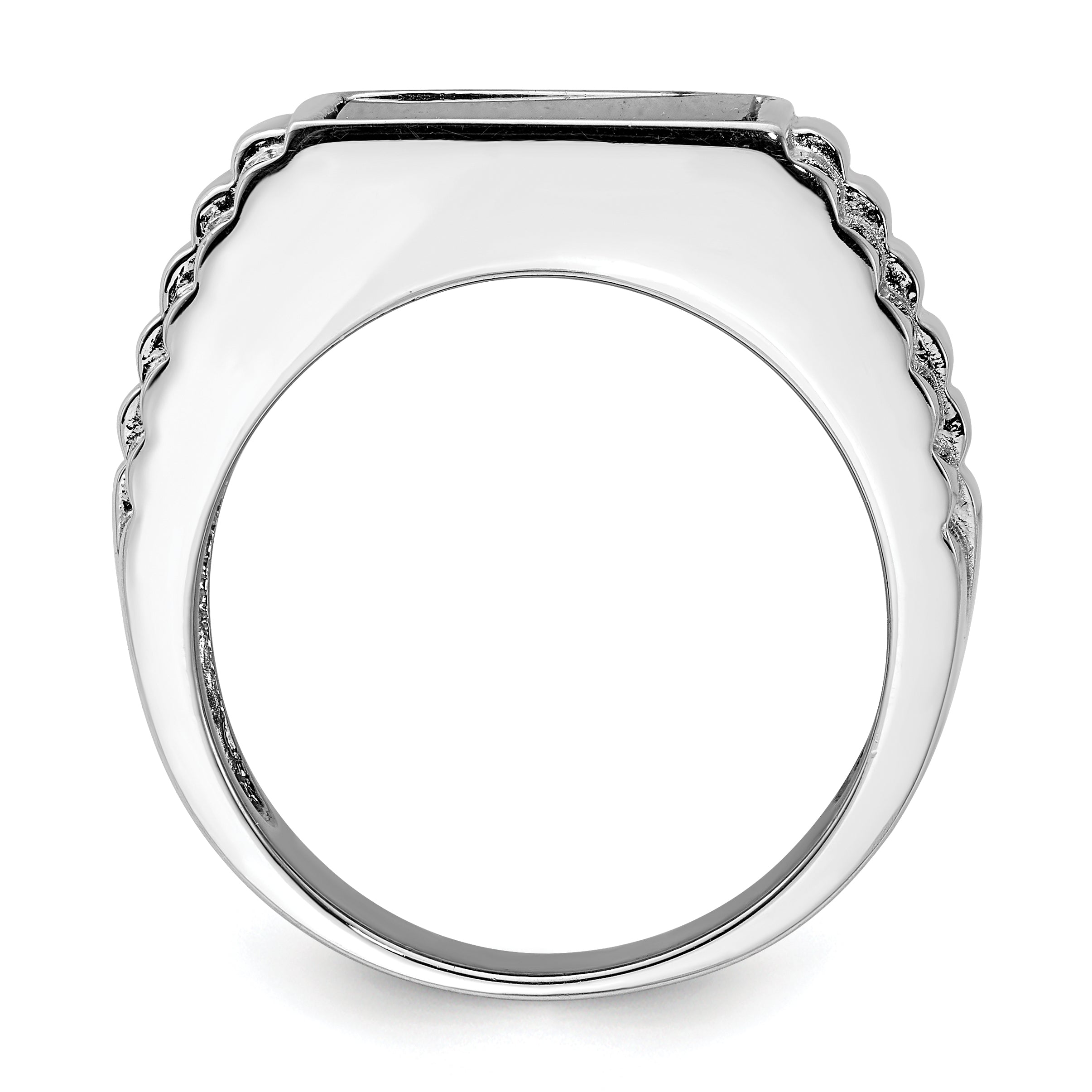 Sterling Silver Rhodium-plated Men's Onyx Ring Secondary image
